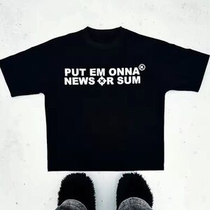 put em on the news or some T-Shirt Black Short Sleeve Tee